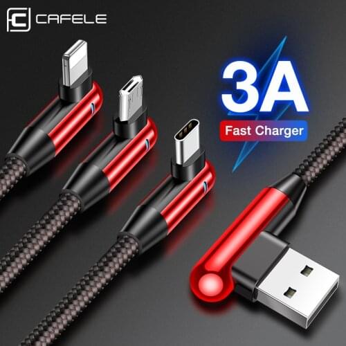 Cafele 3 in 1 USB Cable for iPhone 11 Micro USB Type C Cable For Huawei Xiaomi Samsung Data Sync Fast Charging Led Light 130cm