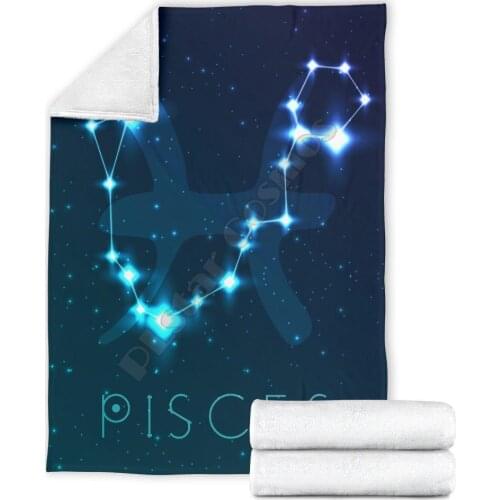 Pisces Zodiac fleece blanket Printed Blanket Adults/kids Fleece Blanket Sherpa Blanket 02