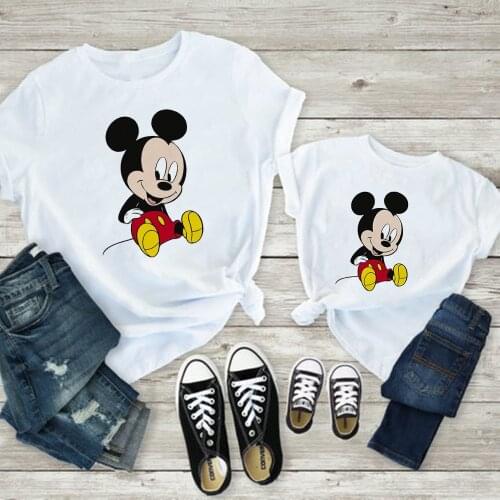 New Arrive T Shirt For Family Summer Short Sleeve Casual Matching Family Tshirts Harajuku Mickey Mouse Cartoon Disney Tee Tops