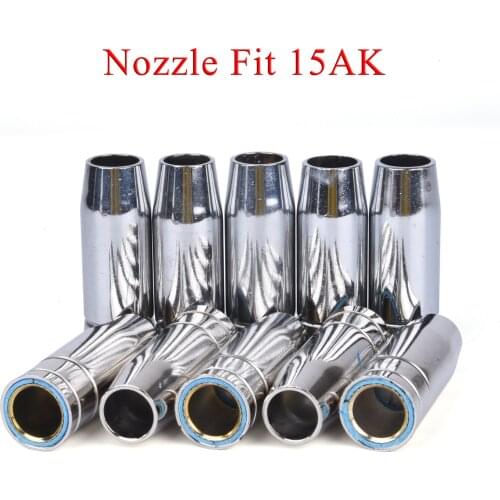 5/10Pcs 15AK Gas Nozzle Pure Copper Euro Conical Shield Cup Tips Nozzle For MB 14AK 15AK MIG/MAG Welding Torch 180A