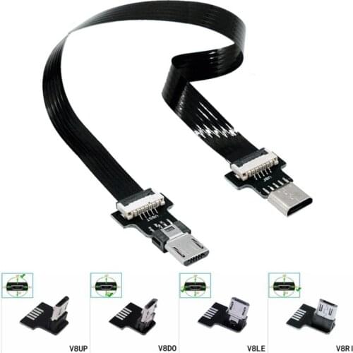 FPC Micro USB Up & Down & Left & Right Angled 90 Degree Male to Female USB 2.0 FPV Short Cable Converter Extension Adapter