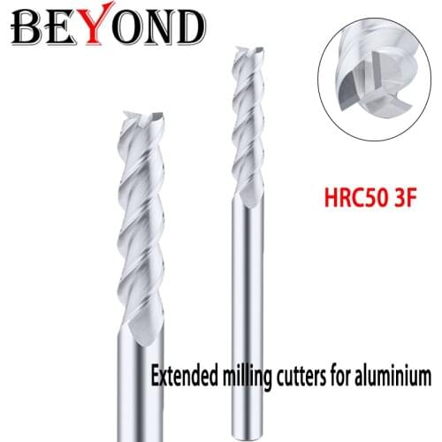 BEYOND Carbide End Mill Extended Milling Cutters For Aluminium 120/150/200/250/300 CNC Machine Milling Lathe Tools