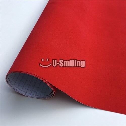 Red Velvet Fabric Vinyl Film Sheet Sticker Bubble Free For Car Body Wrap Film Car Decal Console Computer Skin
