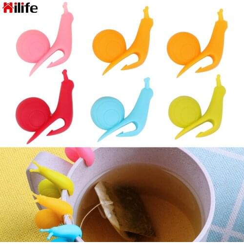 Cute Snail Shape Tea Bag Holder Silicone Randome Color Mug Hanging Tool Tea Clips Cup Cup Decoration Tool