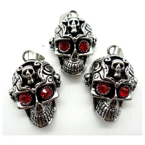Fashion natural Antiek Zilver Zinklegering skull Charm Pendant for diy making necklace Accessories 5PCS A1