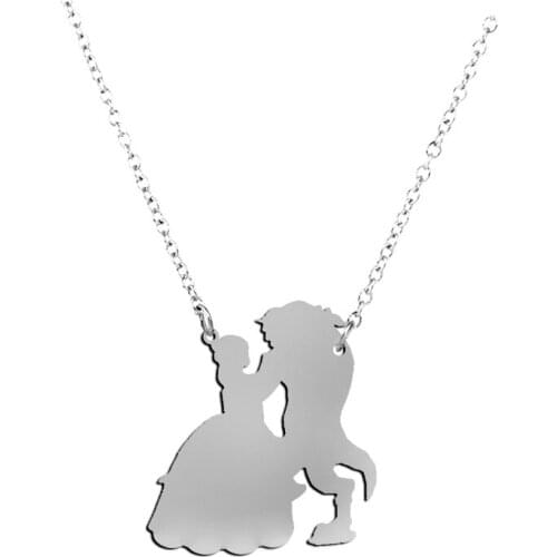 Ufine fashion Collier Femme Beauty and the Beast Necklace cooper Charm pendant pricess girl gift necklace drop shipping N2193