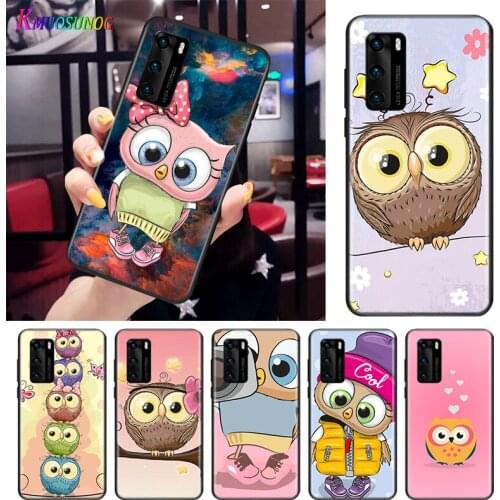 Cute Owl Hearts Lover For Huawei P Smart S Z Mate 40 RS 30 20 10 Pro Plus Lite 2019 2020 2021 Black Soft Phone Case