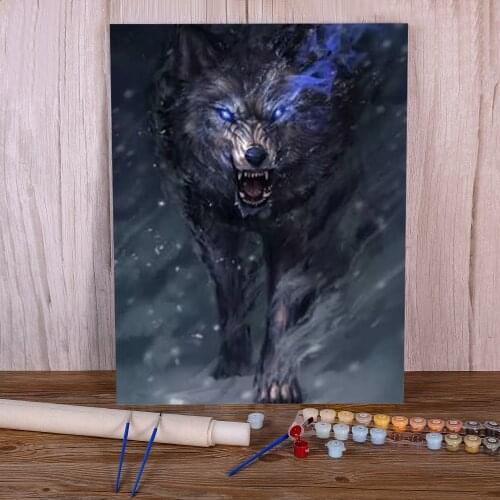 Wolf Cartoon Animal DIY Painting By Numbers Kit Oil Paints 40*50 Boards By Numbers New Design For Children Handicraft