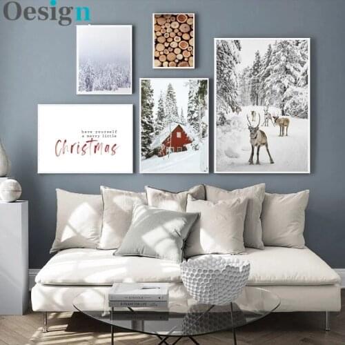 Christmas Style Wall Art Canvas Painting Home Decoration Winter Landscape Painting Living Room Print Picture Painting Poster