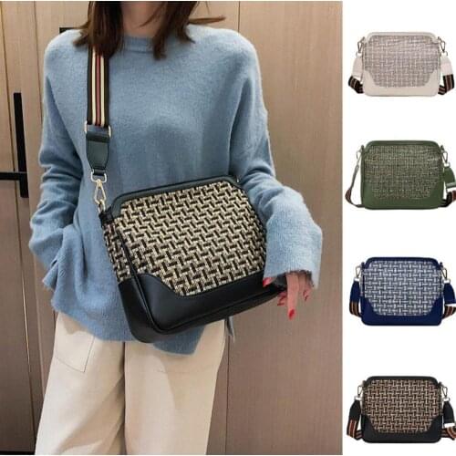 New fashion woven pattern retro female crossbody simple large capacity commuter bags luxury PU leather women tide messenger bags