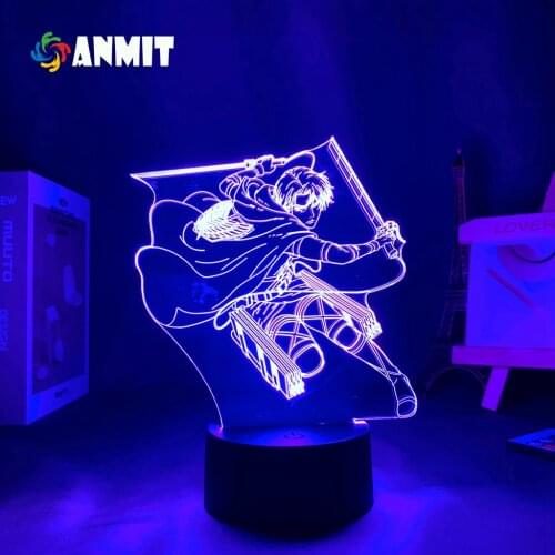 Newest Attack on Titan Acrylic 3d Lamp Levi Ackerman for Home Room Decor Light Child Gift Levi Ackerman LED Night Light Anime