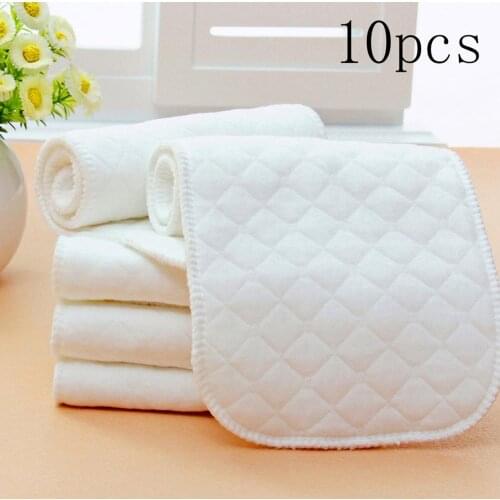New 3 Layers 10pcs/set Nappy Cover Essential Cotton Soft Breathable Reusable Pure Cotton Baby Cloth Nappy Changing Mat For Baby