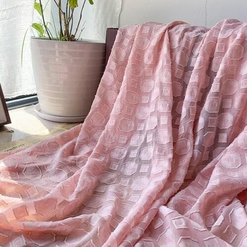 New chiffon geometric pattern square jacquard cut flower fabric three-dimensional polyester woven fabric diy womens clothing