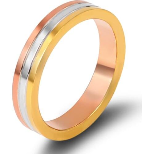 Engagement Three Layer Rose Gold Silver Ring for Women Couple Love Ring Stainless Steel Ring Lover’s Gift 2019 Wholesale