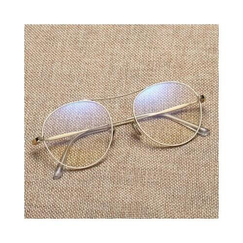 Band Glasses Alloy Gold Frame Glasses Classic Optics Eyeglasses Transparent Clear Lens Women Men Fake Glasses Female