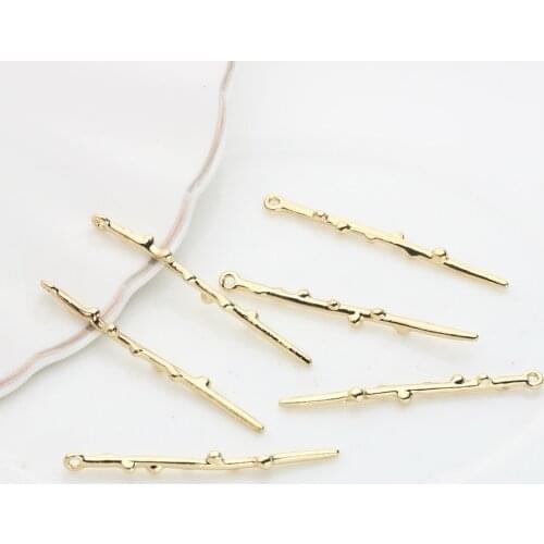 Zinc Alloy Golden Geometric Point Strip Long Tip Branches Charms 6pcs/lot For DIY Fashion Jewelry Earrings Making Accessories