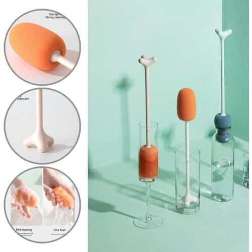 PP Modern Goblet Cup Cleaning Tool Water Absorption Sponge Brush Removable for Daily Life