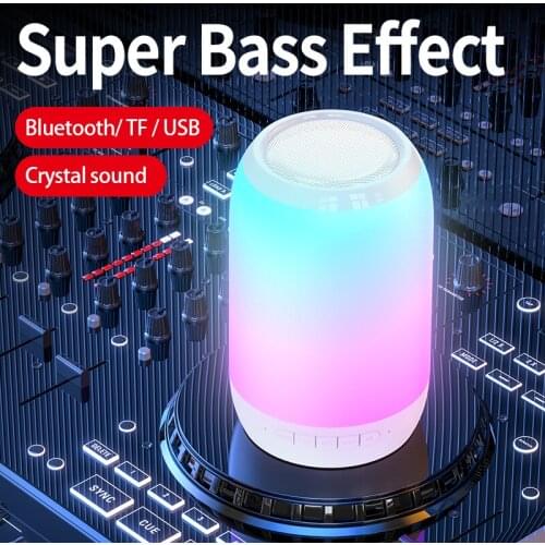 Portable Column LED Wireless Bluetooth 5.0 Speaker Stereo Music Surround LED Flashing Light Outdoor Bass Box Subwoofer FM Radio