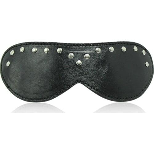 Adults Blindfold Sex Toys Eye Mask Fetish Leather Rivets BDSM Bondage Restraint Torture Mask for Slave Sex Toys for Women Men
