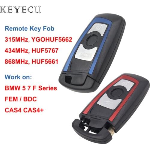 Keyecu 3 Buttons Remote Key Fob 315MHz YGOHUF5662,434MHz HUF5767,868 MHz HUF5661 for BMW 5 7 F Series FEM / BDC,CAS4,CAS4