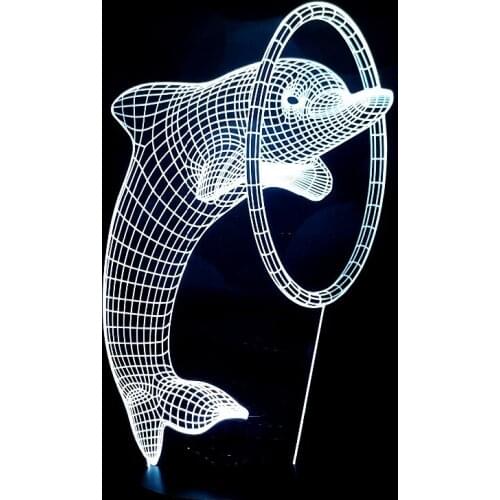 Christmas Decorations for Home 2017 latest dolphin shape 3d led night light Christmas and Halloween gift with 7 color change