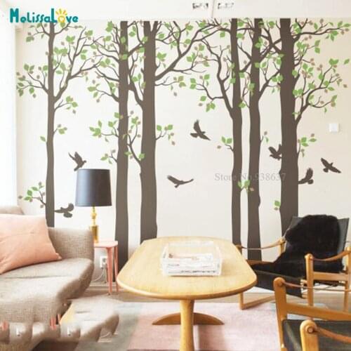 6 Birch Tree Wall Decals Birch Trees Self-adhesive Vinyl Home Decor For Living Nursery Room Unique Gift BB075