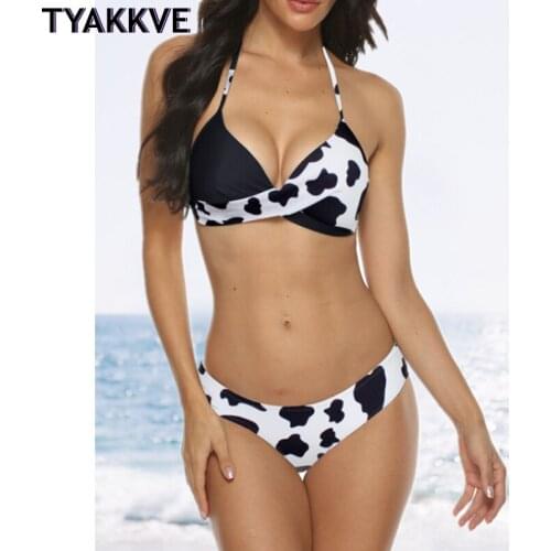TYAKKVE Sexy Bikini Mujer 2021 New Cow Print Swimsuit Women Two Pieces Push Up Biquini Brazilian Swimming Suit For Women Beach