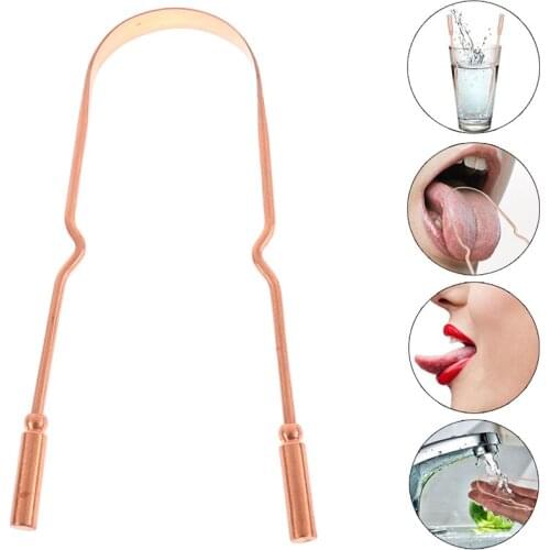 Pure Copper Tongue Scraper Oral Cleaner Brush Fresh Cleaning Tongue Toothbrush Dental Oral Care Hygiene Tool