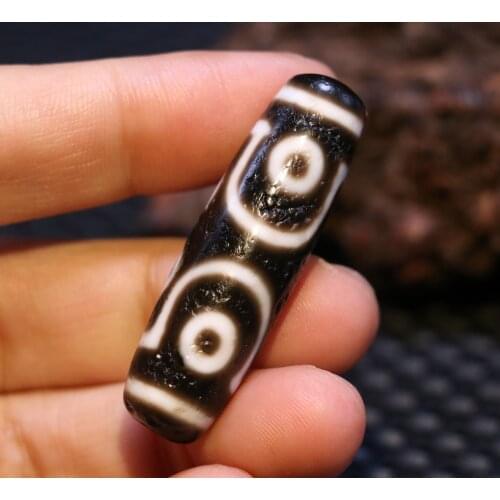 Treasure Unique Energy Tibetan Agate Oily Patina 7 Eye Wealth Symbol dZi Bead Pendant Amulet 48M Timestown UPD22