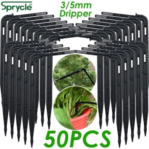 SPRYCLE 50X Bend Arrow Dripper 1/8'' Micro Drip Irrigation Kit Emitter for 3/5mm Hose Garden Watering Saving Dropper Greenhouse