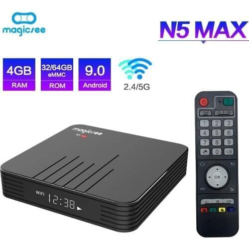5pcs Magicsee N5 Max Amlogic S905X3 Android 9.0 TV BOX 4G 32G/64G Rom 2.4+5G Dual Wifi Bluetooth 4.1 Smart Box 4K Set Top Box