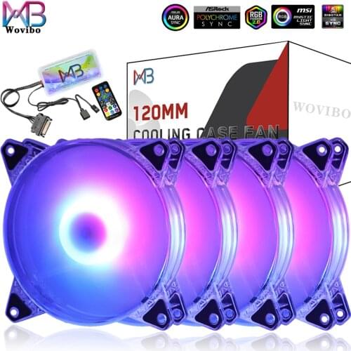 Wovibo 120mm Fan Transparent Cooling Ventilador 6PIN 12V Silent Adjust 12cm Aura Sync Computer Case Chassis Fans 2021 New design