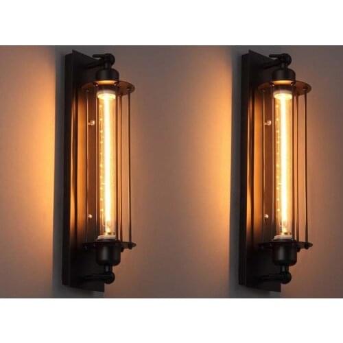 E27 Vintage Edison Wall Light Retro Industrial Metal Cage Wall Sconce 110V / 220V W-filament Wall Lamp Room Decoration Fixture