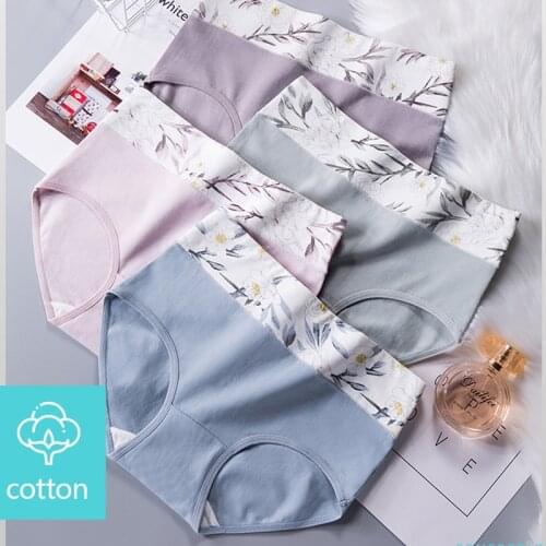 ATOXY High Waist 4Pcs/lot Women Panties Breathable Cotton Sexy Underwear Fashion Print Seamless Briefs Girls Lingerie Plus Size