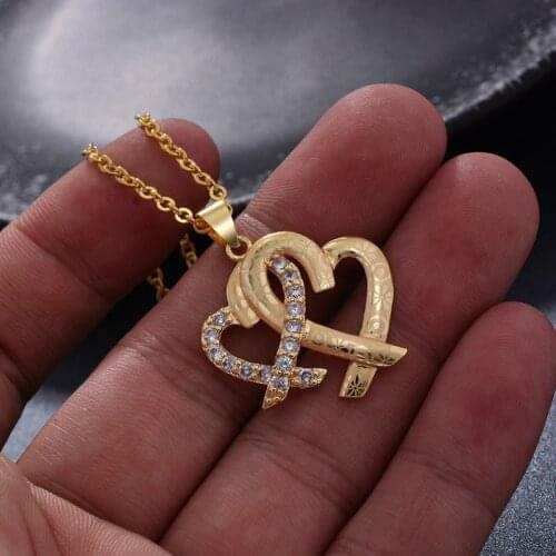 Ethiopia 24K gold color Dubai Small Love Heart pendant Necklace For women African Party wedding gifts Necklace 45cm Pendant gif