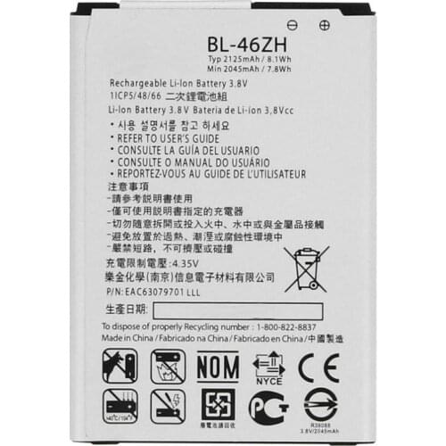1x 2125mAh BL-46ZH Battery For LG AS330 K332 K350N K371 K373 K7 Tribute 5 K8 (2016) K89 LS675 M1 M1V MS330 US375 X210