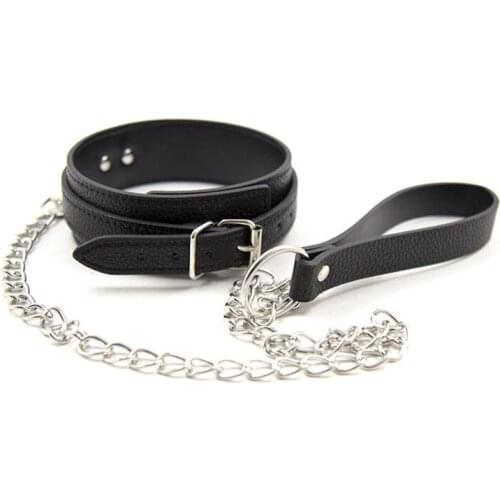 1PC 46cm Sexy Black pu Leather Sex Collar And Leash Bondage Toys For Sex Love Games,Erotic Posture Collar,Juguetes Eroticos