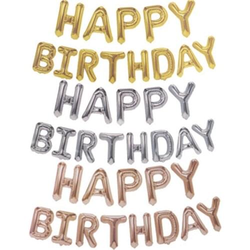 16 Inch HAPPY BIRTHDAY Color Birthday Letter Balloon Set Color Rose Gold Happy Birthday