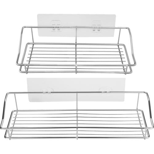 Shower Caddy 2-Pack Adhesive Bathroom Storage Shelf Kitchen Rack Organizers Wall Storage Rack Shelves for Kitchen Bathroom