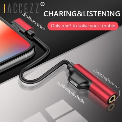 !ACCEZZ 2 in 1 3.5mm Jack AUX Earphone Connector For iphone X XS MAX XR 6 7 8 Plus Charge Listening Adapter For iphone Connecter