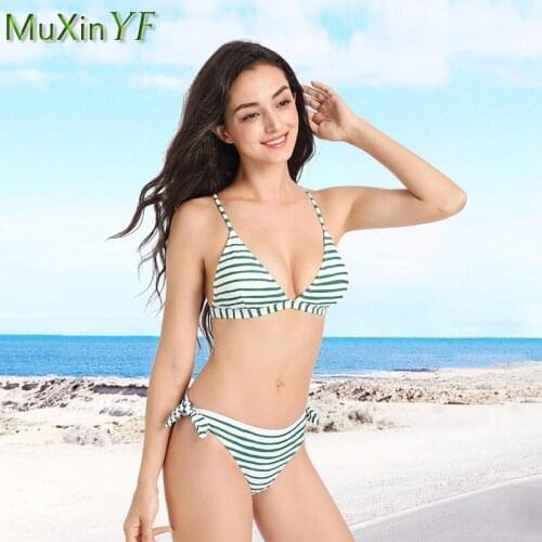 2021 New Striped Plus Size Bikini Women High Waist Sexy Separate Swimsuit Summer Beachwear Swimwear Girl Swimming Bathing Set