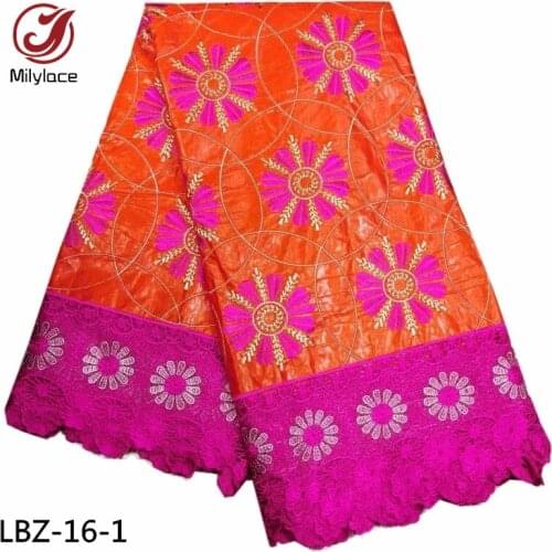 African Bazin Cotton Flowers Embroidery Lace Fabric 5 Yards Cotton Fabric for Party Dress LBZ-16