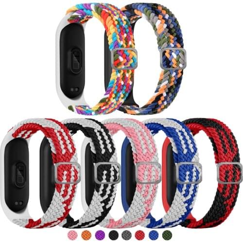 Nylon Braided Strap For Amazfit Band 5 Miband 6 5 Adjustable Buckle Elastic Replacement Colourful Strap For Xiaomi Band 6 5 4 3