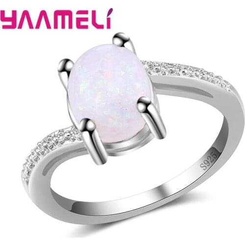 Brand Women White Fire Opal Ring High Quality 925 Sterling Silver Filled Fashion Jewelry Vintage Wedding Rings