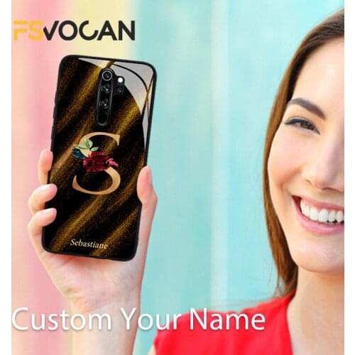 Custom Name Marble Carbon Fiber Texture Phone Case For Xiaomi Redmi Note 9 8 10 Pro Max 8T 9C 9S 8A 9A POCO X3 NFC Letter Cover