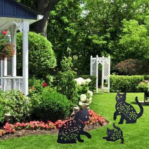 Cat Yard Art Garden Statues Backyard Lawn Stakes Plastic Black Yard Decor Gift Garden Decoration Outdoor Garden Ornaments