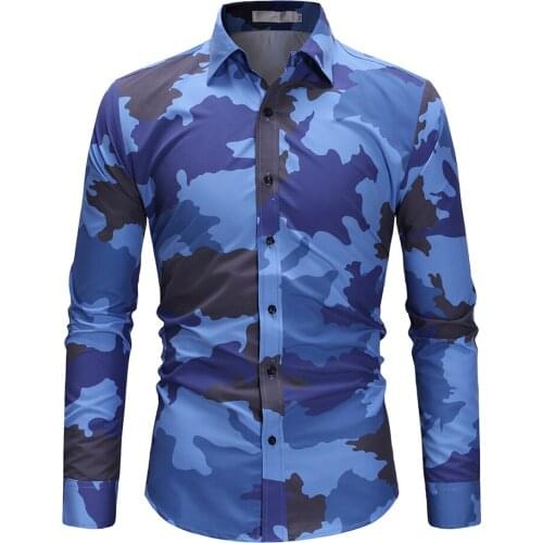 Mens Blouse camouflage Shirt Men Slim Fit Vintage Fashions Mens Shirt Man Dress Tops Casual Handsome Men Shirt M-3XL