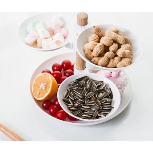 Fruit Dessert Rotatable Display Plate Four Layers Cake Food Tray Home-use Snack Dishes Multifunction Modern Candy Plates 1set