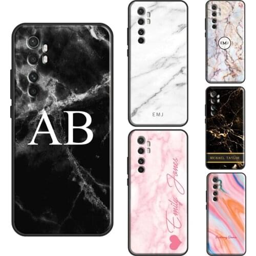 Personalised Marble Initial Name Custom For Xiaomi Mi 11 Lite Note 10 Mi 10T Pro 11 Ultra Phone Case For POCO F3 F2 F1 M3 X3 Pro