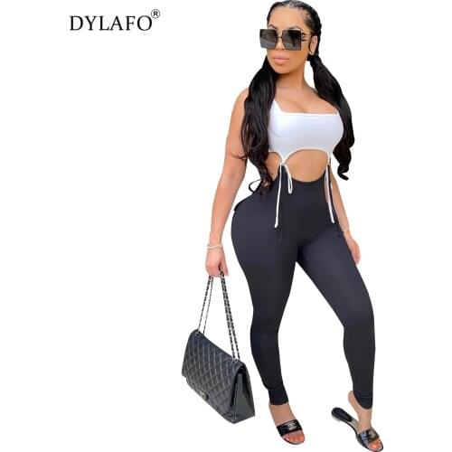 2 Piece Set For Women High Stretch Square Neck Sleeveless Lace-up Solid Black Tube Vest+High Waist Pencil Pants Fashion Suits